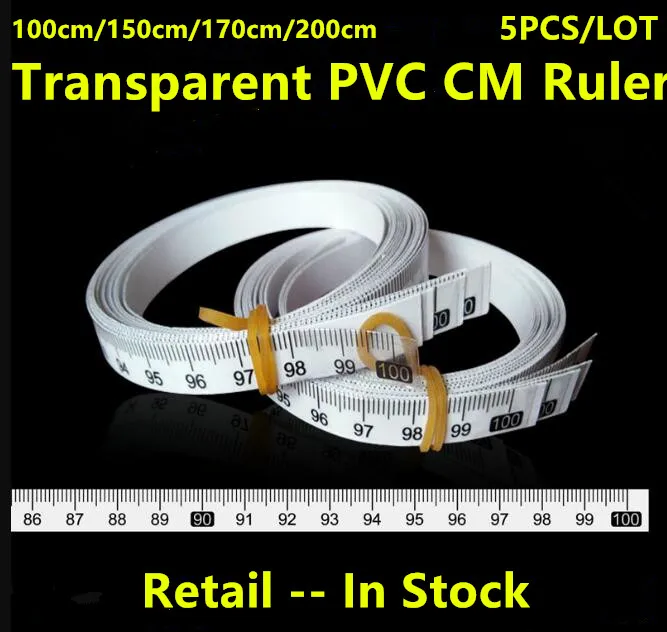 

5PCS/LOT 100CM/150CM/170CM/200CM Transparent PVC Centimeter Ruler DIY Self Adhesive Measuring Tape Ruler Sticker