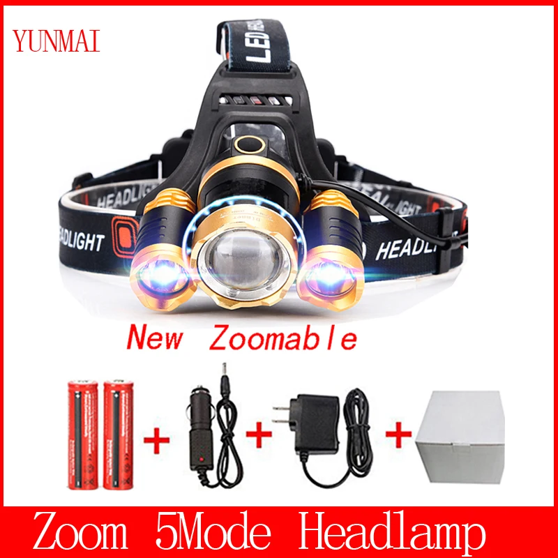 T6 Xm L 2Q5 Led Headlight 8000Lm Headlamp Flashlight Head Torch Linterna Cree Xml T6 18650