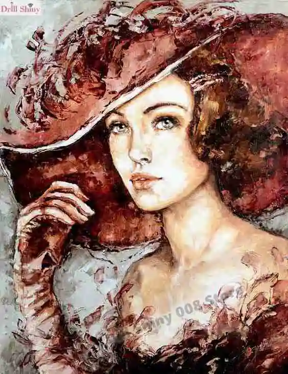 5D DIY Алмазная картина красивая леди, красивая женщина в шляпе, вышивка крестиком, алмазная вышивка, стразы, Декор для дома, подарок - Цвет: MY1989-10
