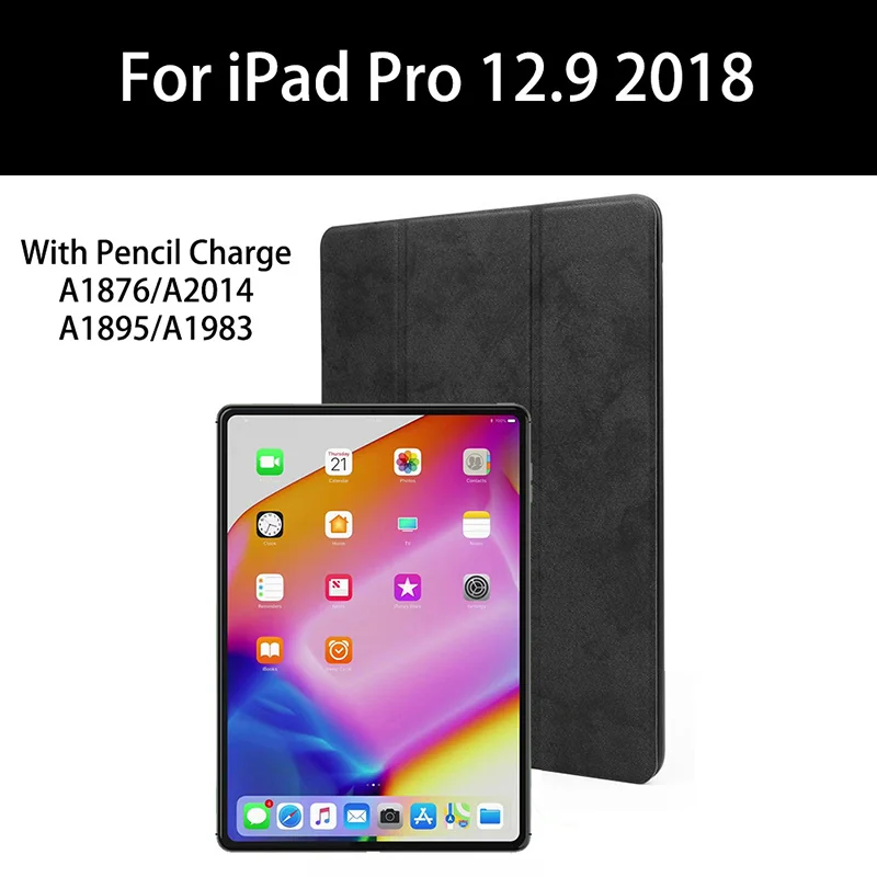 Чехол Dream Fish для iPad Pro 12,9, ударопрочный ТПУ+ полиуретановый держатель для карандашей, умный флип-чехол с подставкой и функцией автоматического сна A1670 A2014 A1876 - Цвет: 2018-Black