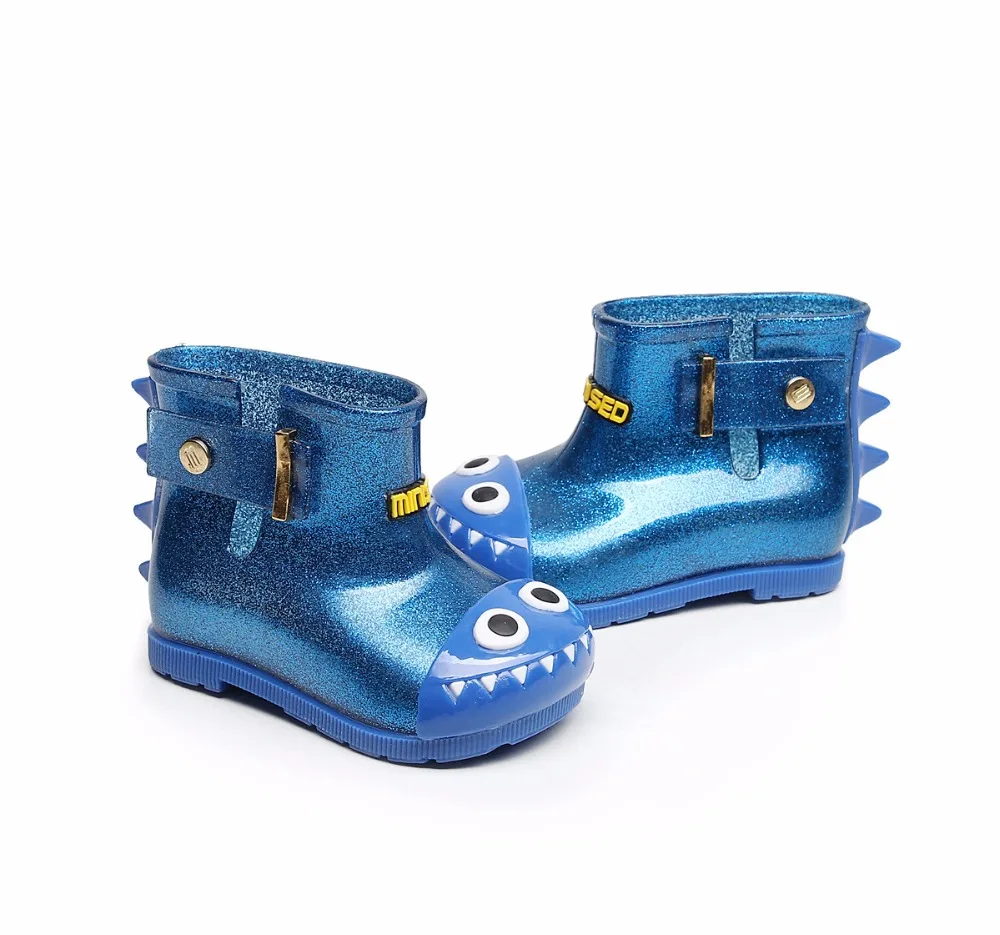 Дети бренд водонепроницаемый динозавров Мини непромокаемые сапоги маленьких для девочек сапоги ребенок резиновая обувь прозрачная обувь