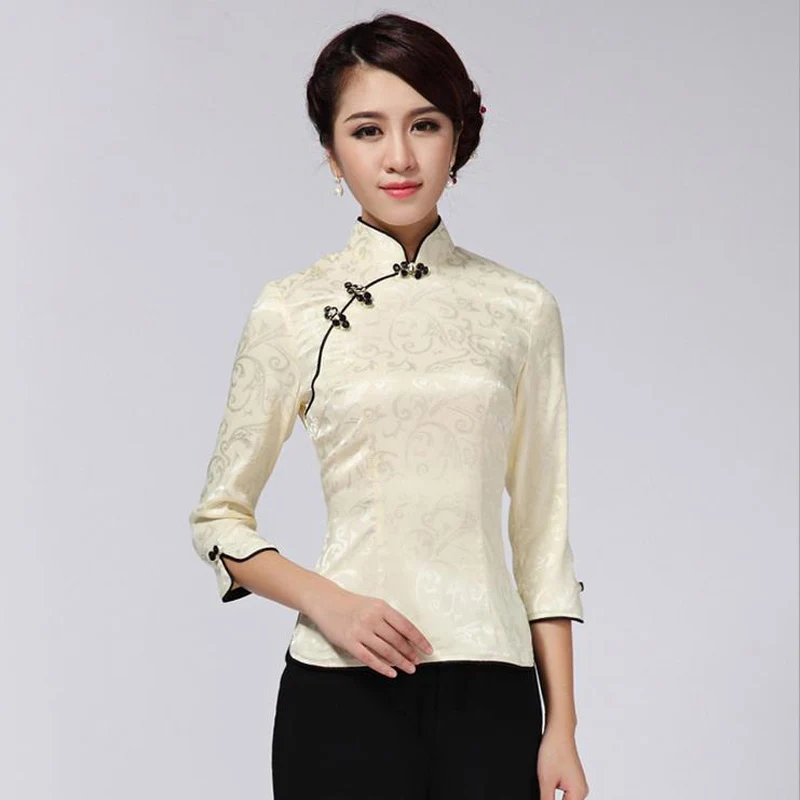 Aliexpress.com : Buy Light Green Chinese Vintage Women's Cotton Shirt ...