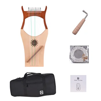 

10-String Wooden Lyre Harp Nylon Strings Spruce Topboard Beech Wood Backboard String Instrument with Carry Bag WH01/WH02 /WH03