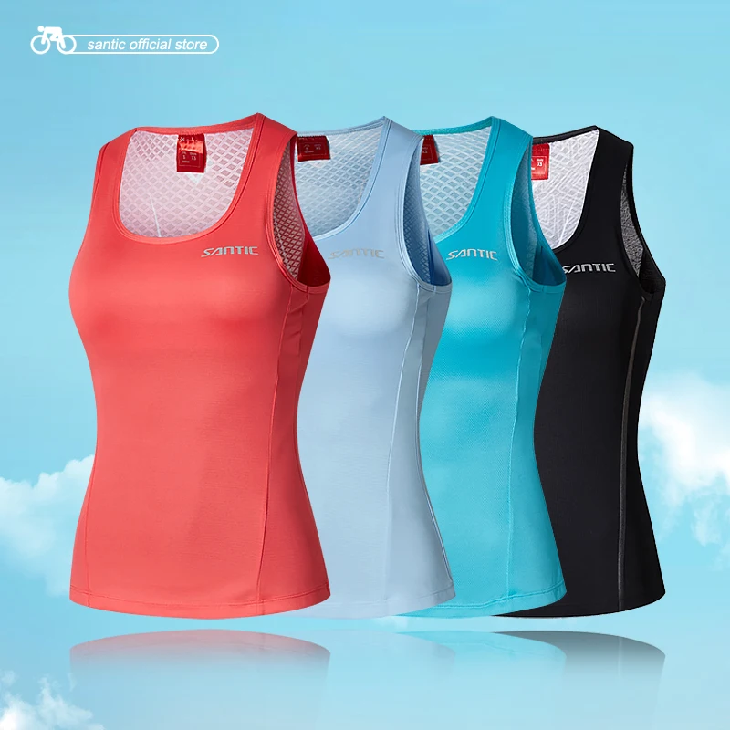 

Santic Women Cycling Vests Sleeveless SANTIC N-FEEL High Tech Fabric Reflective Cycling Cool Tops Running Riding Vest WL7C02123