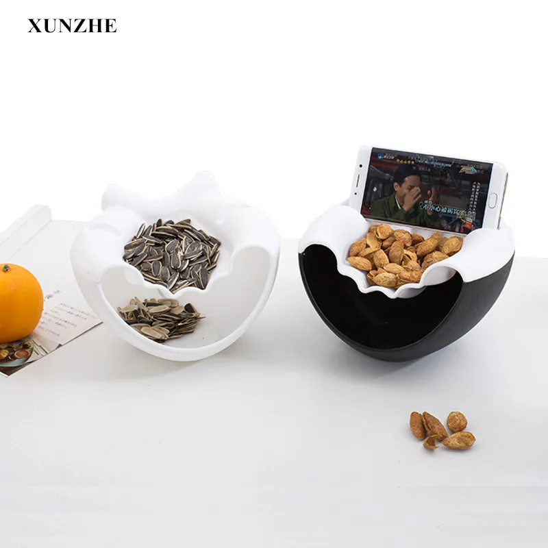 

XUNZHE Creative Lazy Storage Bowls Banana shape Dried Fruit Melon Seeds Box Double Layer Nuts Candy Box Lazy Casual Home Plate