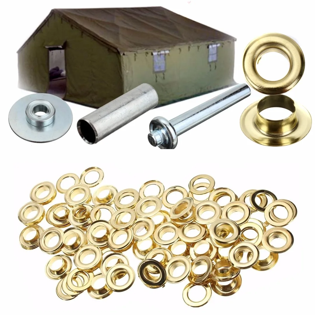 100Pcs Punch Grommets and Tarp Repair Kit Hole Eyelet Tarpaulin Awning Tent
