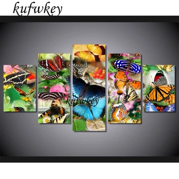 

5pcs DIY Diamond Painting Cross Stitch Colorful Butterfly Crystal Needlework 5d Diamond Embroidery Full Diamond home Decorative