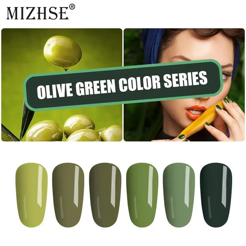 

MIZHSE Gel Nail Polish Esmaltes 6pcs Green Colors UV LED Gel UV Gel Nail Color Set Gellak Primer Finishing Wipe Acrylic Gel