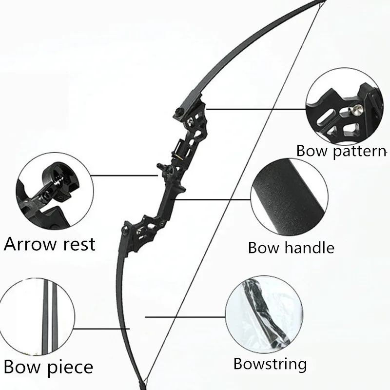 Potente arco recurvo 35-40lbs traje profesional de arco de caza para caza al aire libre accesorios de flechas de práctica de tiro - 6