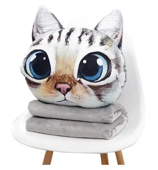 

Cartoon thickening pillow quilt dual-use cushion coral fleece cushion blanket