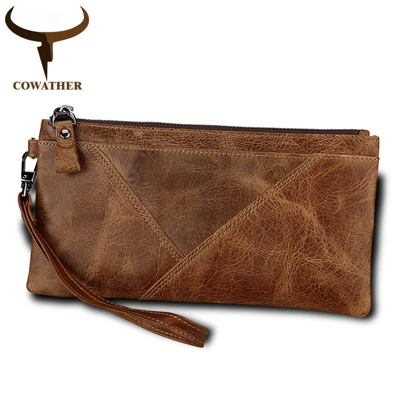 

New Wallet COWATHER long men Wallets cow genuine Leather male Purse RFID Card Holder Wallet Zipper Wallet C3581 free shipping