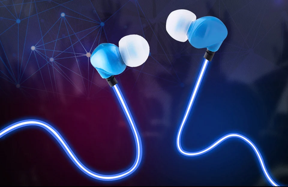 3.5mm In-ear Earphone Headphone Luminous Stereo Earphones With Microphone For Mobile Phone EL Night Light Glowing Headset Sport (1)