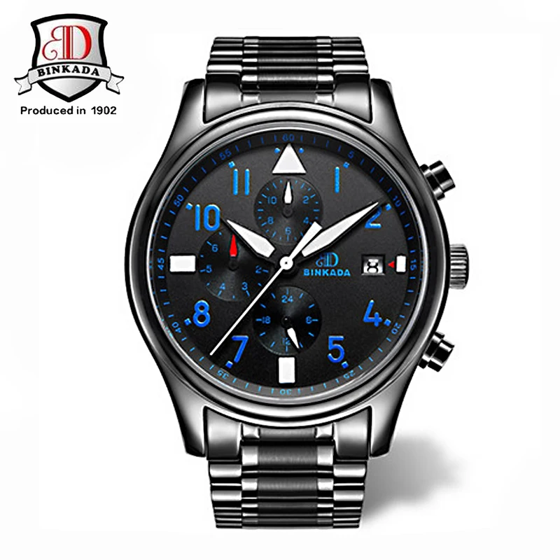 

Watches Men 2019 BINKADA Army Watches Full Steel Sport Military Men Wristwatch Black Automatic Mechanical Movement Luxury Brand