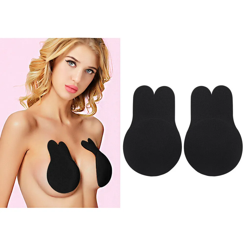 

2 Pairs Black/beige Women Invisible Brassy Tape Breast Lifting Bra Tape Silicone Invisible Nipple