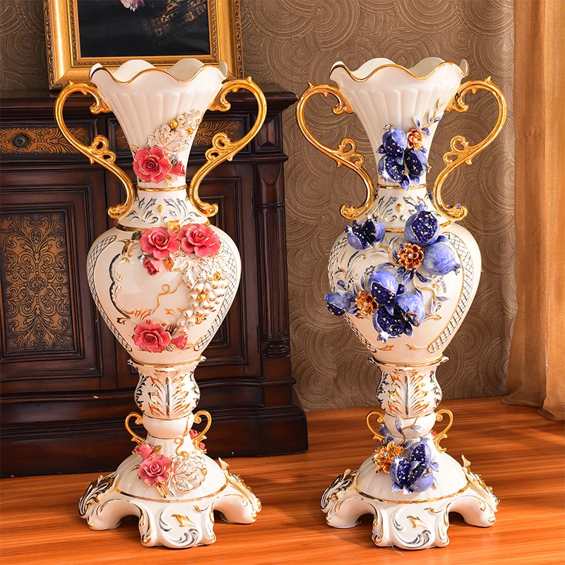 Украшение для гостиной, керамическая ваза, стильная посадка, домашняя мебель, роскошное украшение для гостиной, большие напольные вазы