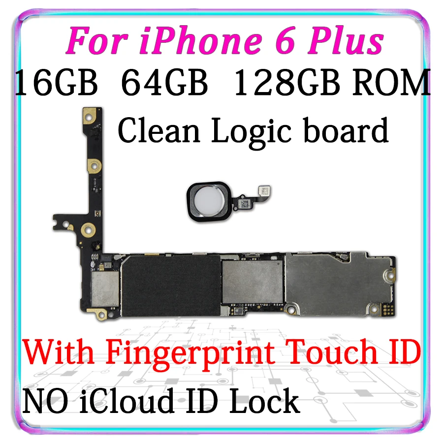 

Original Unlocked Motherboard For iPhone 6P 6 plus Mainboard With / Without Fingerprint IOS Logic Board panel,NO iCloud