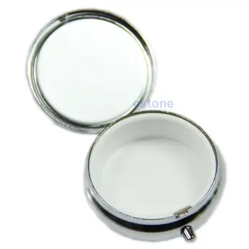 

Travel Silver Metal Pill Box Medicine Organizer Container Jewellery Case