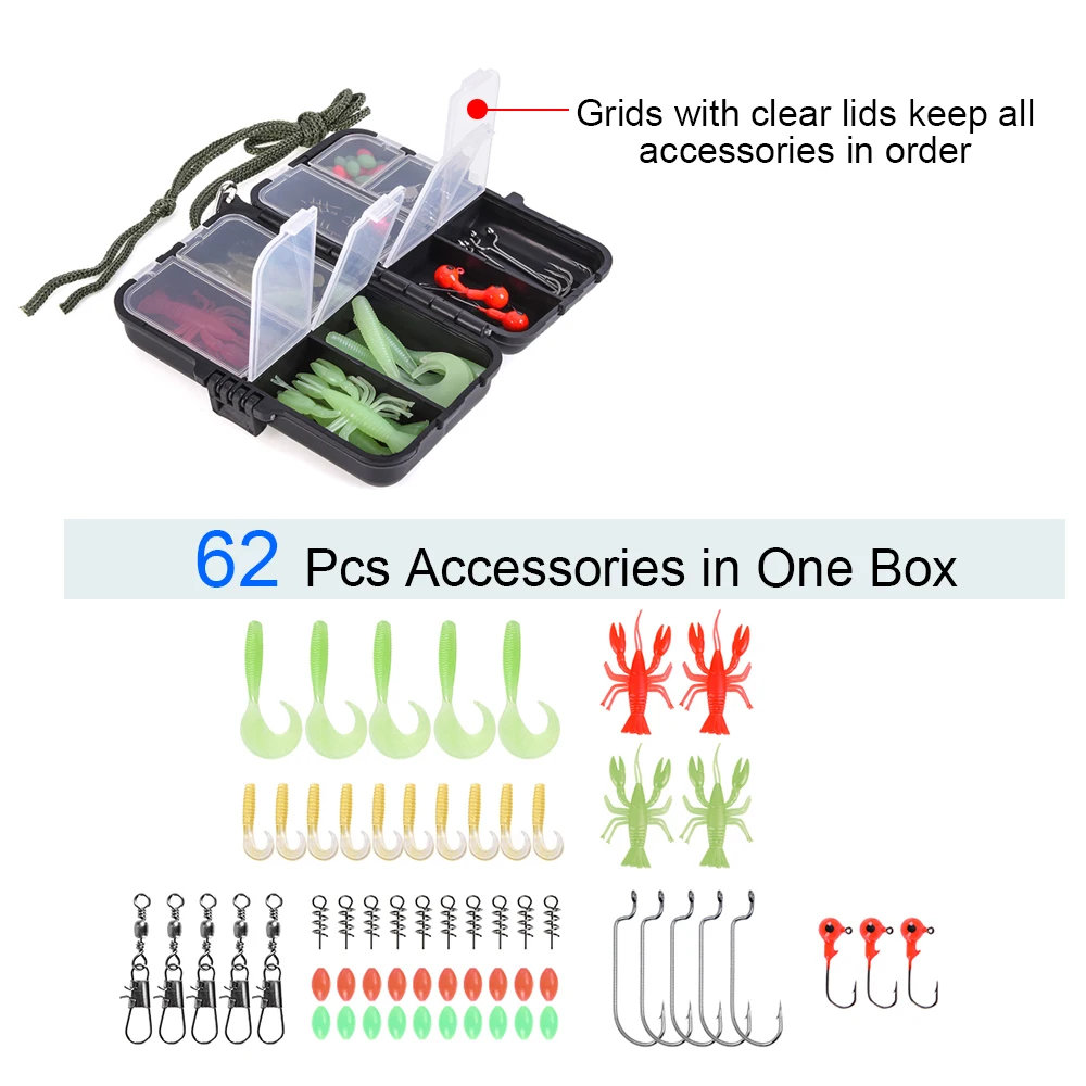 Full Fishing Kits Fishing Rod And Reel Combo Telescopic Fishing Rod Spinning Reel Set with Hooks Soft Lures Barrel Swivels Bag Full Fishing Kits Fishing Rod And Reel Combo Telescopic Fishing Rod Spinning Reel Set with Hooks Soft Lures Barrel Swivels Bag