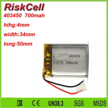 

Free shipping 3.7V 700mah 403450 Lithium Polymer Li-Po Rechargeable Battery For Mp3 MP4 MP5 GPS PSP mobile Pocket PC e-books