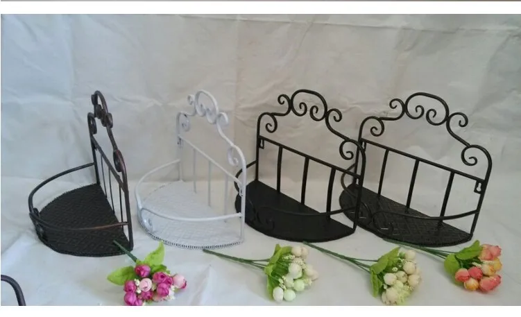 Hot European Style Bathroom Kitchen Household Items Bathroom Storage Rack Wrought Iron Wall Rack Shelf