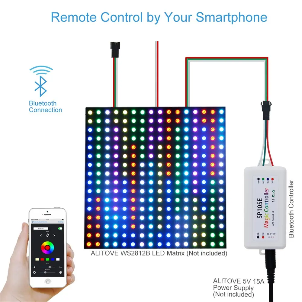 SP105E Беспроводной Bluetooth чудесный необычный цветной светодиодный контроллер iOS Android DC5V~ 24V для WS2811 WS2812B WS2801 SK6812 полосы