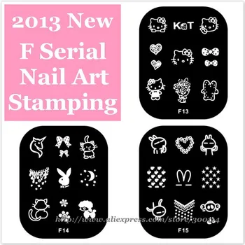 

wholesale 2014 new 15 designs F serial cute 3D Nail Art beauy Image stamp Stencils stamping nail art 100pcs/lot free shipping
