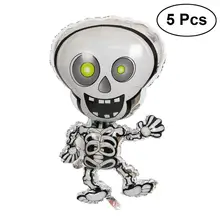 5 шт. воздушные шары из фольги для Хэллоуина, Декорации для танцев, скелеты майларские воздушные шары