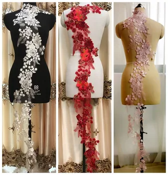 

Embroidered dress colorful decorative patch lace applique for wedding party dress 1 piece