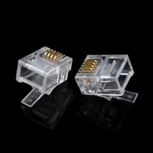 100x прочный 4 Pin RJ11 RJ-11 6P4C модульный разъем Телефон Разъем Горячее предложение E#8805