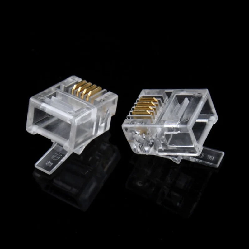 100x Durable 4 Pin RJ11 RJ 11 6P4C Modular Plug Telephone Phone