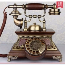 Деревянный античный телефон поворотный циферблат винтажный телефон