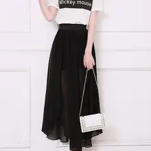 Женская летняя стильная Сексуальная длинная шифоновая юбка размера плюс XXS-8XL с высоким разрезом черного/белого/зеленого/серого цвета