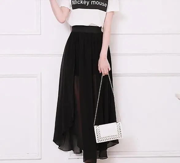 

Women Summer Style Plus Size XXS-8XL Sexy High Slit Sheer Black/White/Green/Grey Chiffon Long Maxi Skirt Saias Longa Femininas