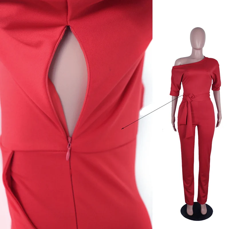 TEXIWAS nowy moda Off Shoulder eleganckie kombinezony kobiety Plus rozmiar 2XL pajacyki Multicolor kombinezony z krótkim rękawem kobiet kombinezony -