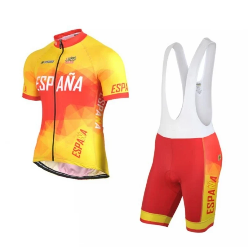 

2018 new Spain Ropa Ciclismo pro team Espana cycling jerseys set summer Bicycle maillot breathable MTB bike clothing gel pad