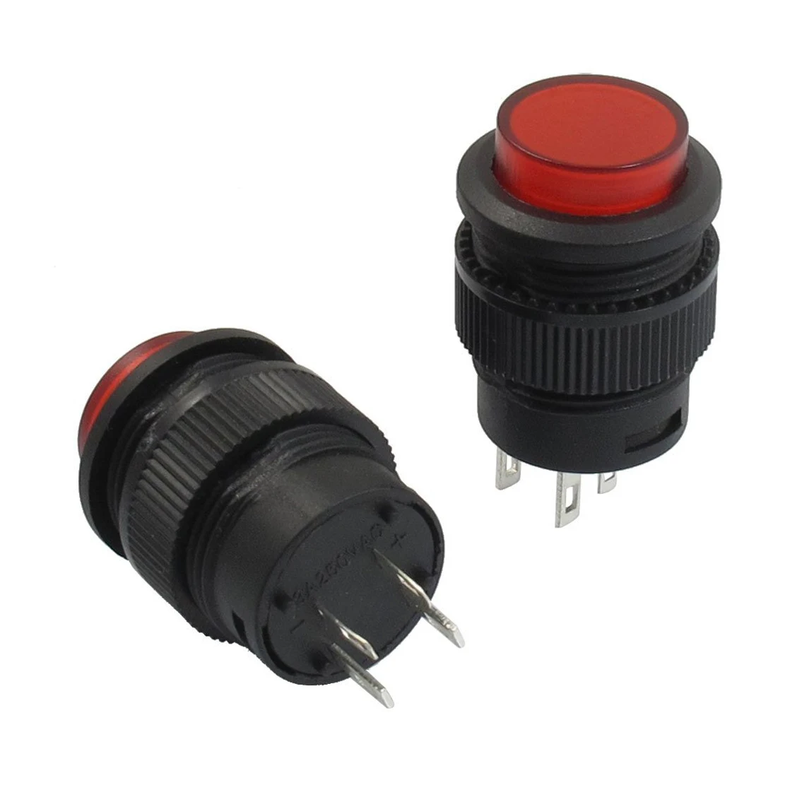 MYLB 2 Pcs 4 Terminals Red LED Lamp Momentary Push Button Switch DC 3V