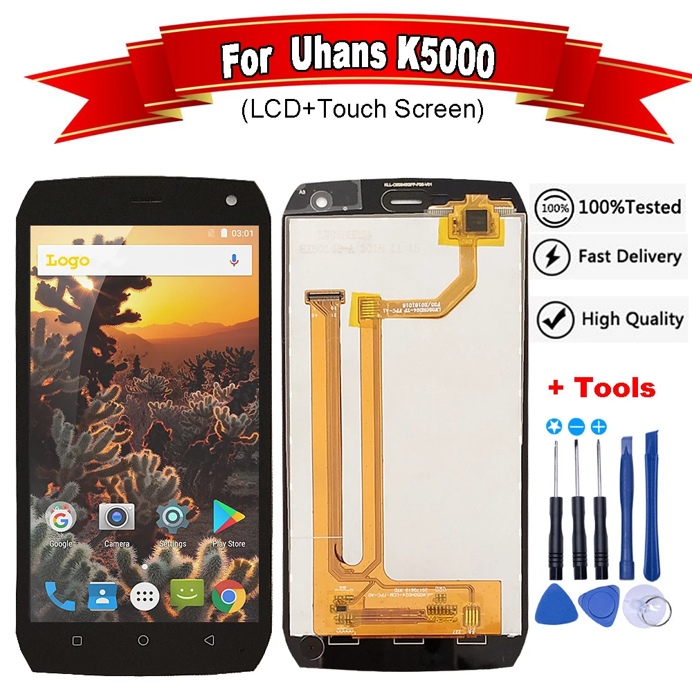 ЖК дисплей и сенсорный экран для UHANS K5000 запасные части 5 0 дюйма Сменные