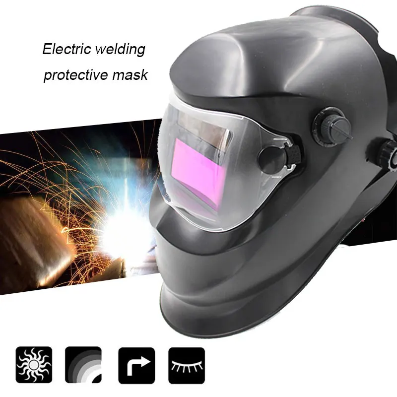 Solar Auto Darkening Black Welding Helmet Head-Mounted Grinding Protective Welder Mask Arc Tig Mig
