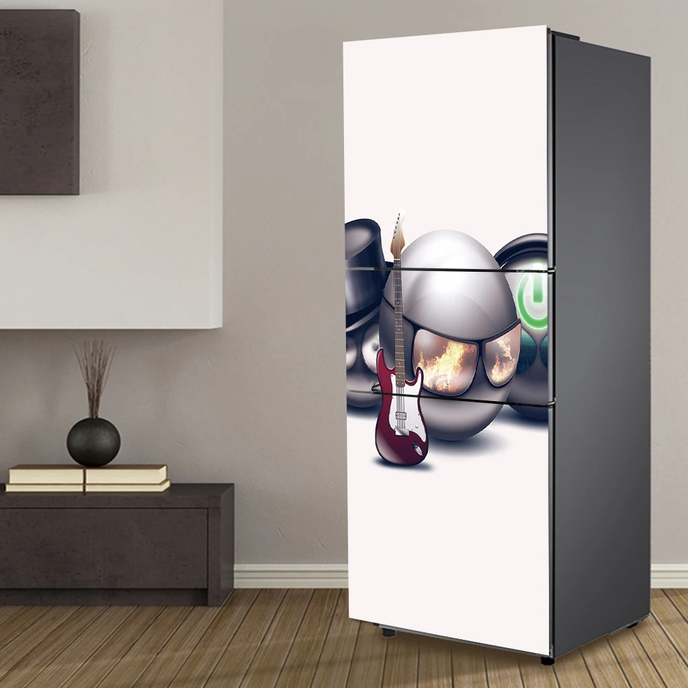 yazi Cartoon PVC Self Adhesive Refrigerator Door Sticker Fridge Refurbished Wrap Cover HD Printed Wallpaper 60x150cm