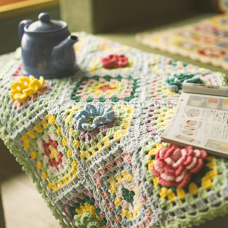 Цветочная подушка для дивана, цветная скатерть, цветок, ручная работа, модное вязаное крючком одеяло, цветок ромашки, войлок, украшение для дома, диван