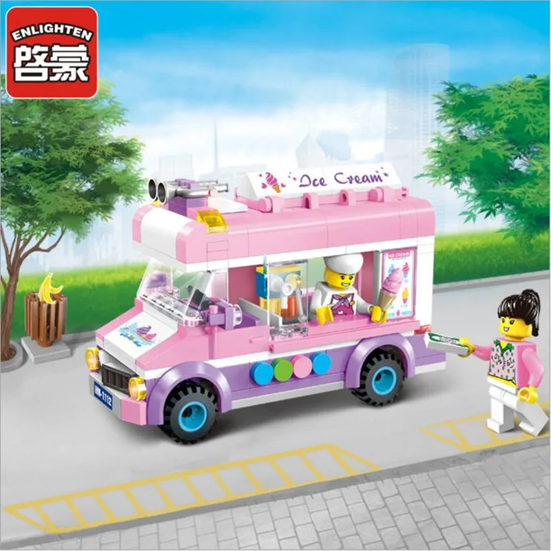 

213pcs Girls' Birthday Gifts City Ice Cream Car Compatibie Legoings Building Blocks Toy Kit DIY Educational Children Gifts