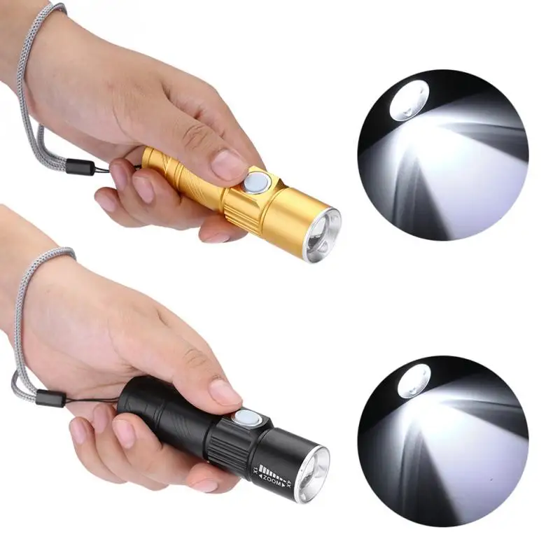 LED USB Torch Flashlight Projector Hiking Camping Outdoor Mini Portable