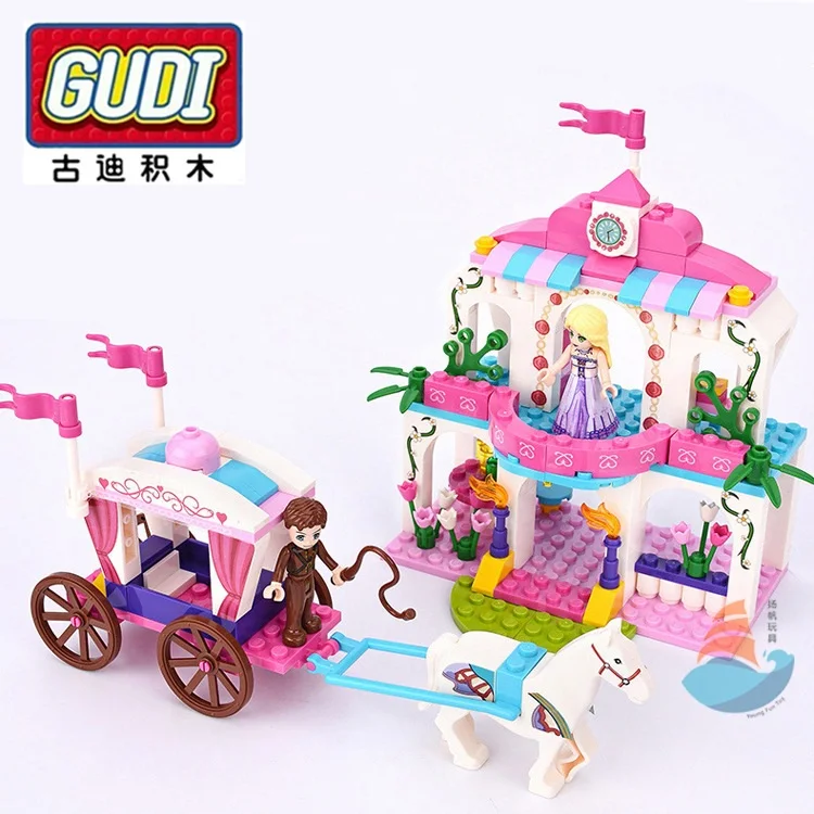 الأميرة كتل بناء القلعة مجموعة الاطفال الأطفال محاكاة النقل منزل الأثاث دمى اللعب الطوب تجميعها فتاة عيد الميلاد