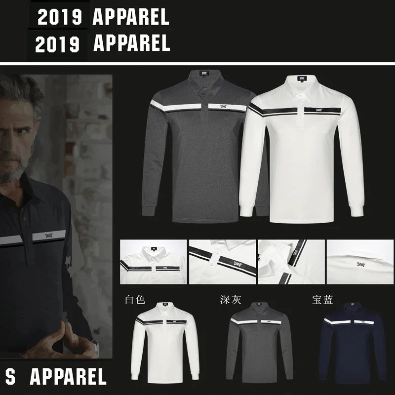 Men Golf shirts Autumn Long Sleeve Golf T Shirt Breathable Sports Clothes Men'S Polo Shirts Tops Navy White Grey Brand Shirt