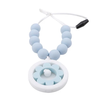 

Colorful Baby Teether Necklace Infant Nursing Care Safe Silicone Round Flower Pendant Toddlers Teething Chewing Bite Toys
