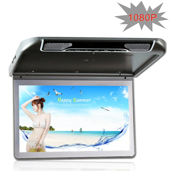

13.3inch car manual flip down monitor with usb sd ir fm hdmi input game and russian language 1920*1080 resolution