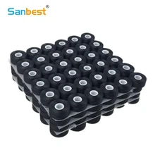 Sanbest Prewound Bobbins Thread, 70D/2 High Tenacity Polyester & 75D/2, Sideless, Size L, 144pcs per Box, White/Black TH00019