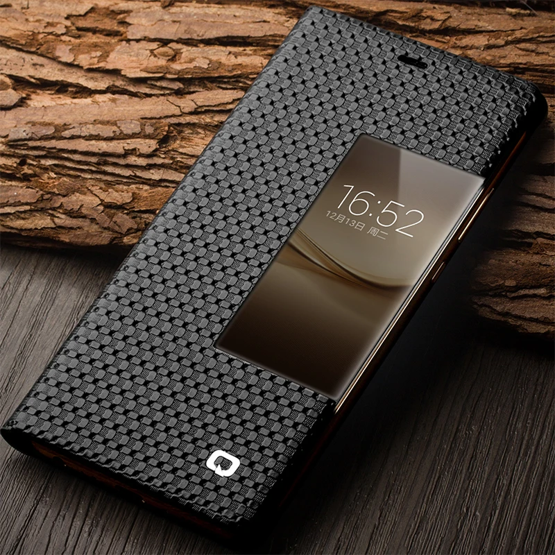 

QIALINO Case for Huawei P9 Smart View Flip Genuine Leather Window Cover for Huawei Ascend P9 Plus with Sleep Wake Up Function