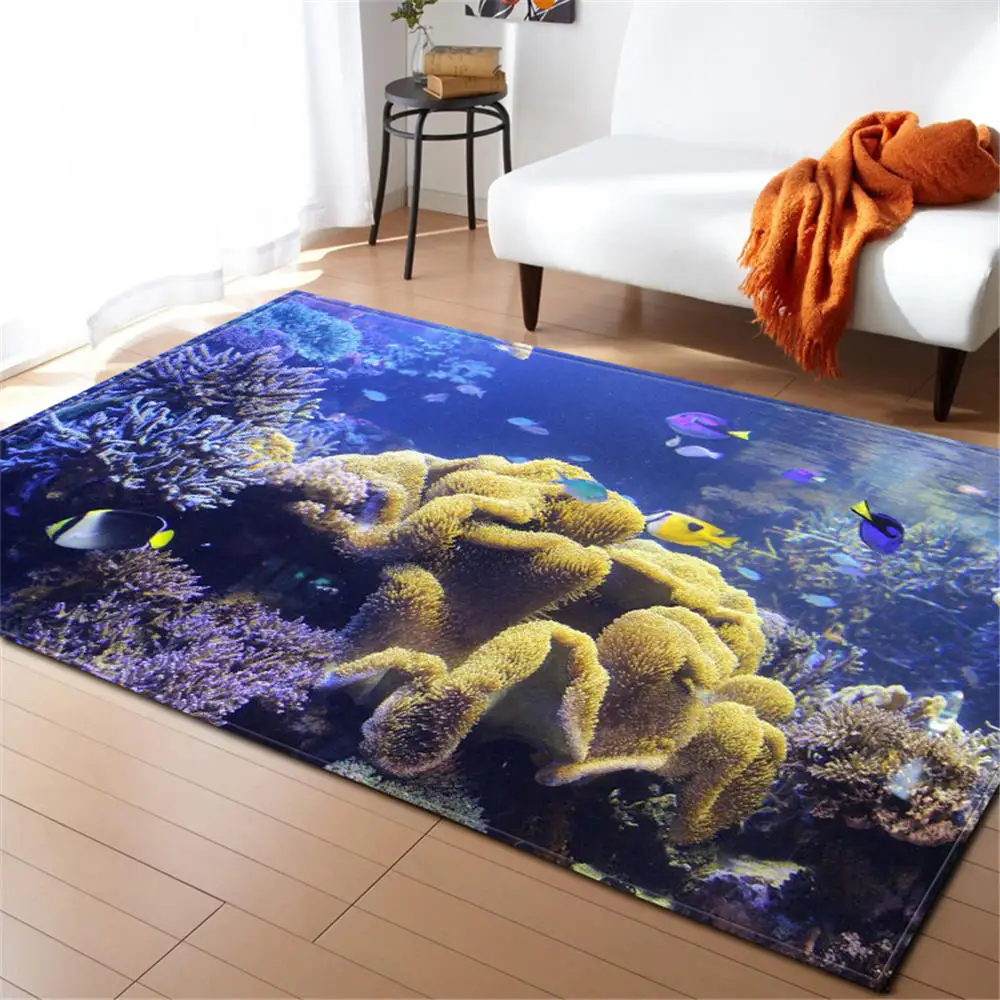 3D Ocean World Shark Area Rug Children Theme Room Decoration Rugs Memory Foam Non-Slip Mats Soft Flannel Carpet Living Room - Цвет: No-13