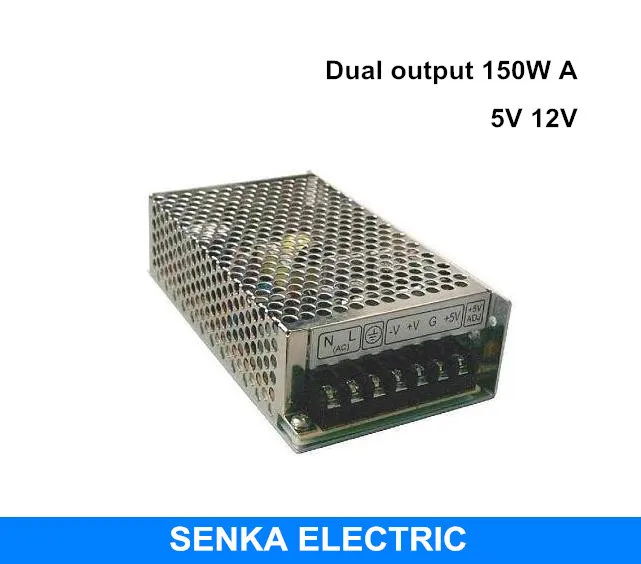 

150W 5V 12V dual output switching power supply AC to DC14A 6A block power D-150W-A smps with CE certification